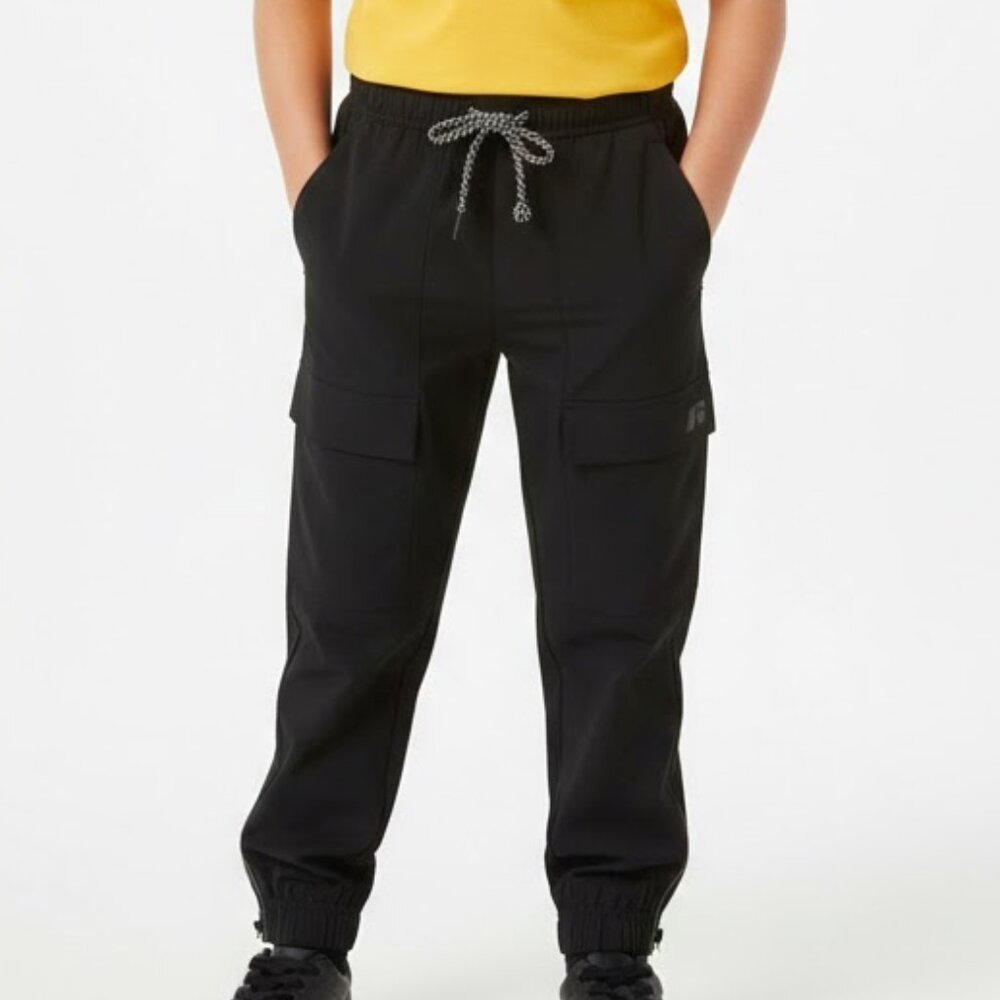Russel Boys Black Ankle zipper Lightweight Cargo Joggers, size M (8) NWT